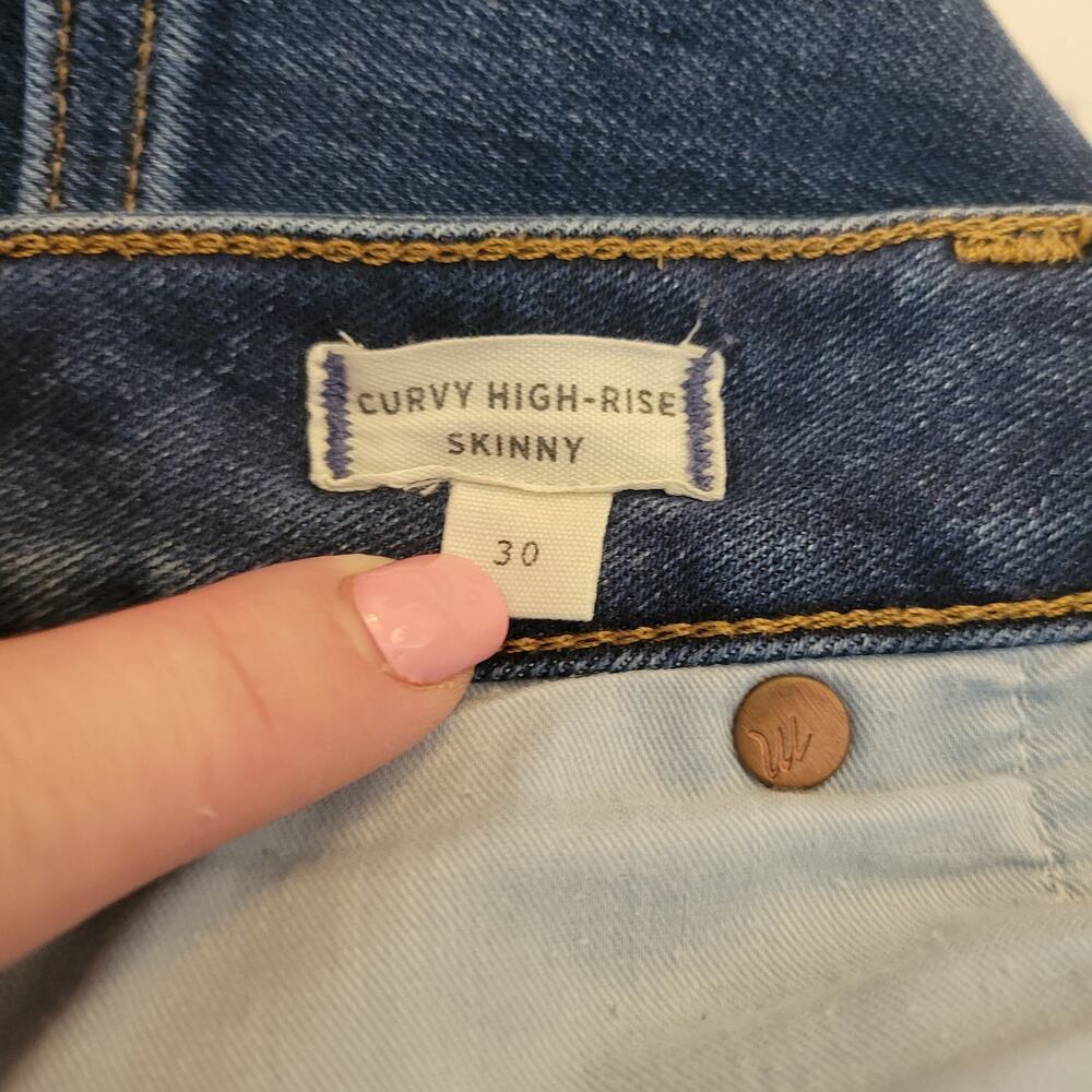 Madewell Jeans Womens 30 (34) Curvy High Rise Skinny Blue Denim Stretch Comfort - Picture 6 of 7